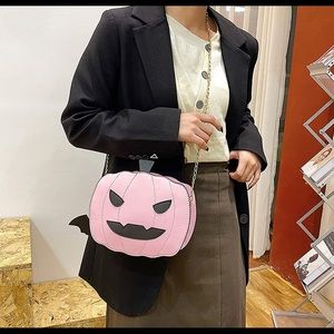 Pink pumpkin crossbody purse